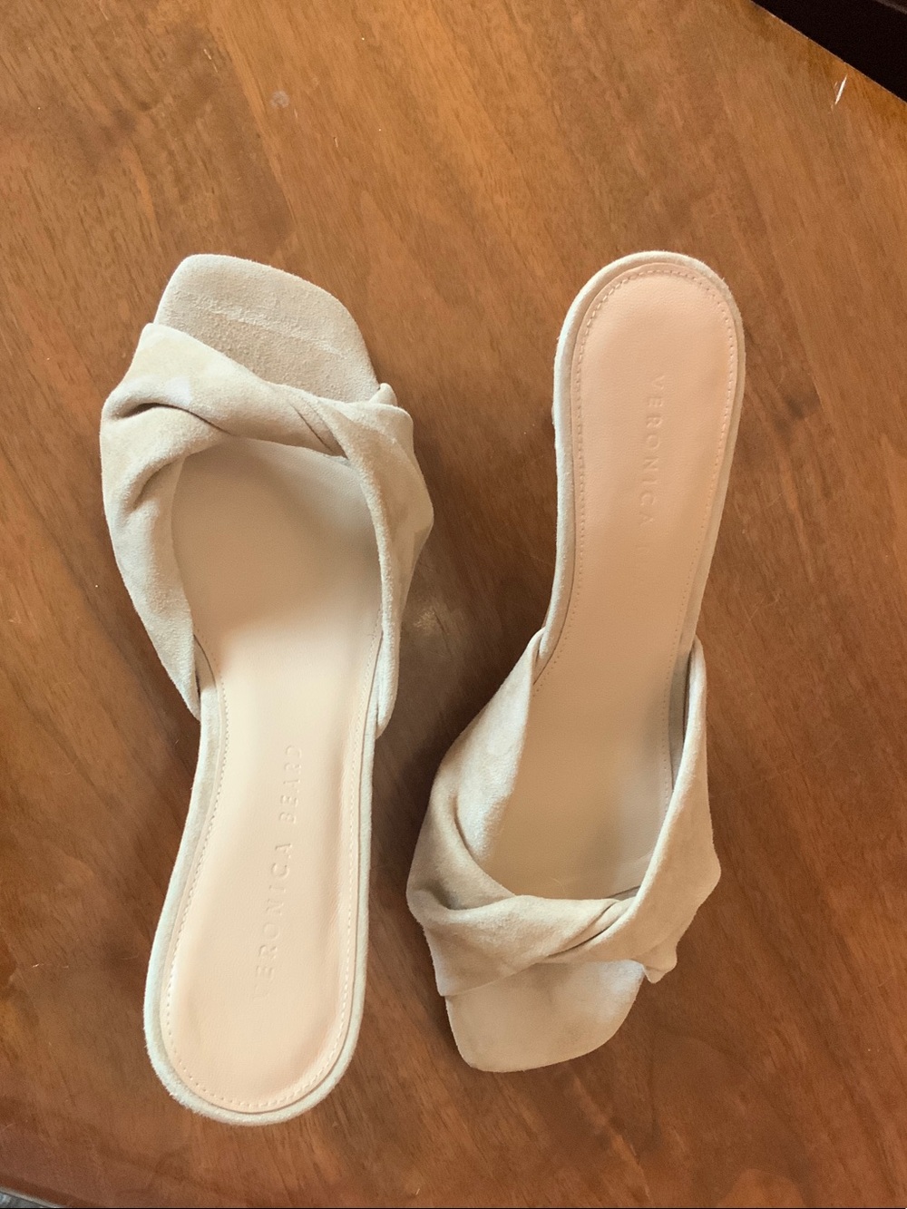 Veronica Beard Cream Twist-Knot Slide Mules